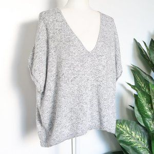 Madewell Grey Cotton Linen Knit V-neck Drop Shoulder Short Sleeve Sweater Vest